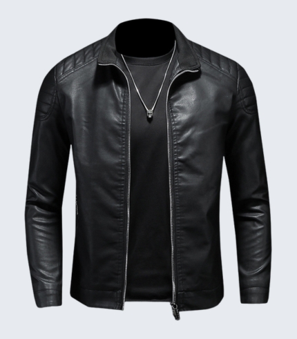 Black Slim Fit Leather Motorcycle Jacket